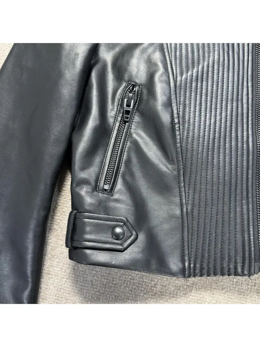 [BLANKNYC] Vegan Leather Moto Jacket Black Quilted Ribbed XS Crop Biker